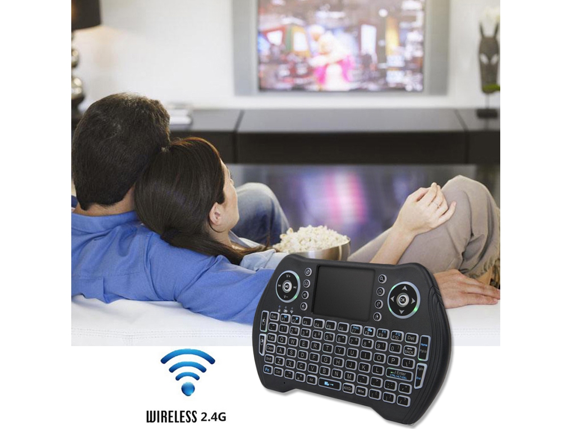 Aetheria teclado Sem Fio 2.4ghz com Touchpad e Mouse Controle Remoto 3 Cores de Luz para Tv Smart Android Tv Box Pc Notebook