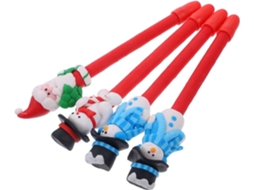 Conjunto De 4 Canetas Em Gel Com Tema Natalino. Portáteis E Práticas