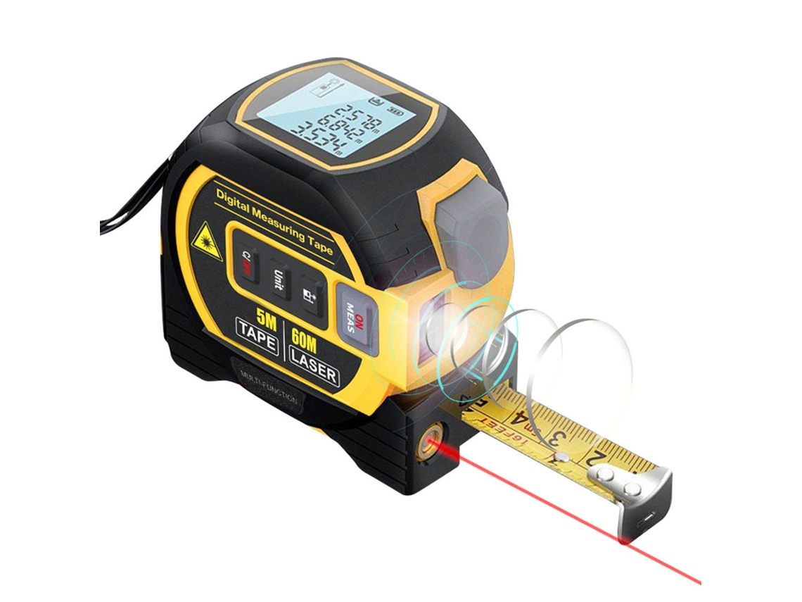 Fita Métrica Digital 3 Em 1 Lcd Auto Bloqueio 40m