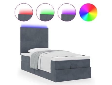Estrutura de cama otomana com colchões VIDAXL cinza escuro veludo