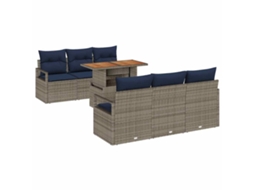 Maison Exclusive - Conjunto De Sofá De Jardim Manual 7 Pcs Cinzento E Azul Marinho