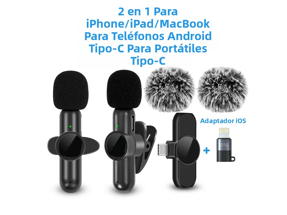 Microfone de Lapela Sem Fio 2.4g, com Cancelamento de Ruído, Compatível com Vários Dispositivos. MDUG (compatível com Type c e Ios)