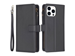 Capa Em Couro Pu, Para Apple Iphone 16pro Max - Preto