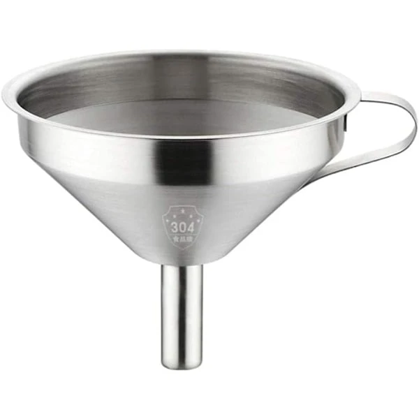 Funil De Aço Inoxidável 10 Cm, Funil De Alta Qualidade Próprio Para Alimentos, Fácil De Guardar Com Suporte Para Anel, Próprio Para Lava