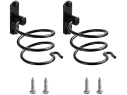 2 Peça Secador de Cabelo Suporte Preto Espiral Parede Montado GOKOCO