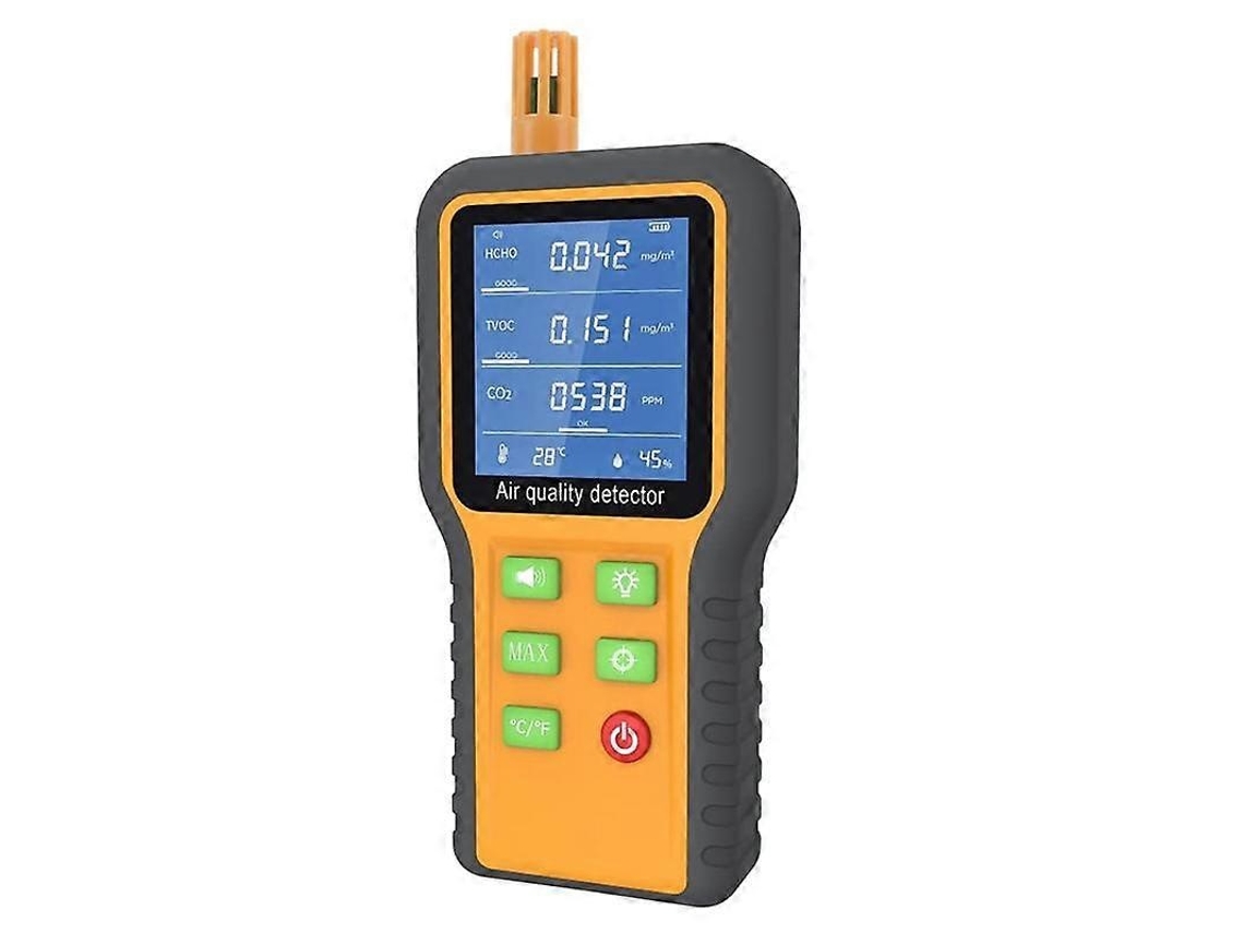 Lurelia Medidor De Qualidade Do Ar Hcho/tvoc/co2, Temperatura/humidade, Com Visor Lcd, Bateria 1000 Mah Usb