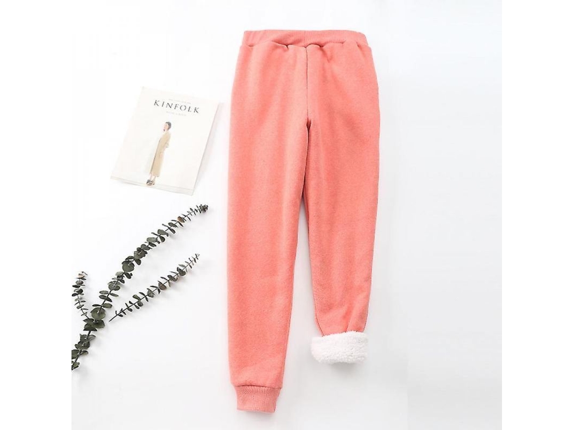 2026-pantalones Deportivos De Invierno Para Mujer Com Forro Sherpa Quentes E Cintura Elástica Mzn L Melón Rojo