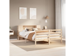 Vidaxl Cama Com Estante Sem Colchão 135x190 Cm Pinho Maciço