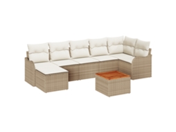 Conjunto 8 Conjunto De Sofá De Jardim Vidaxl Bege Vime Pe (287,5 X 122,5 X 69 Cm)