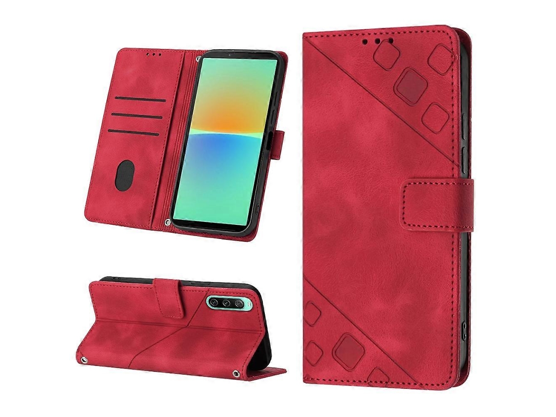 Capa De Couro Com Relevo Para Sony Xperia 10 V
