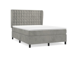 Cama com Molas e Colchão Veludo Cinzento Claro MAISON EXCLUSIVE (140x200 cm)