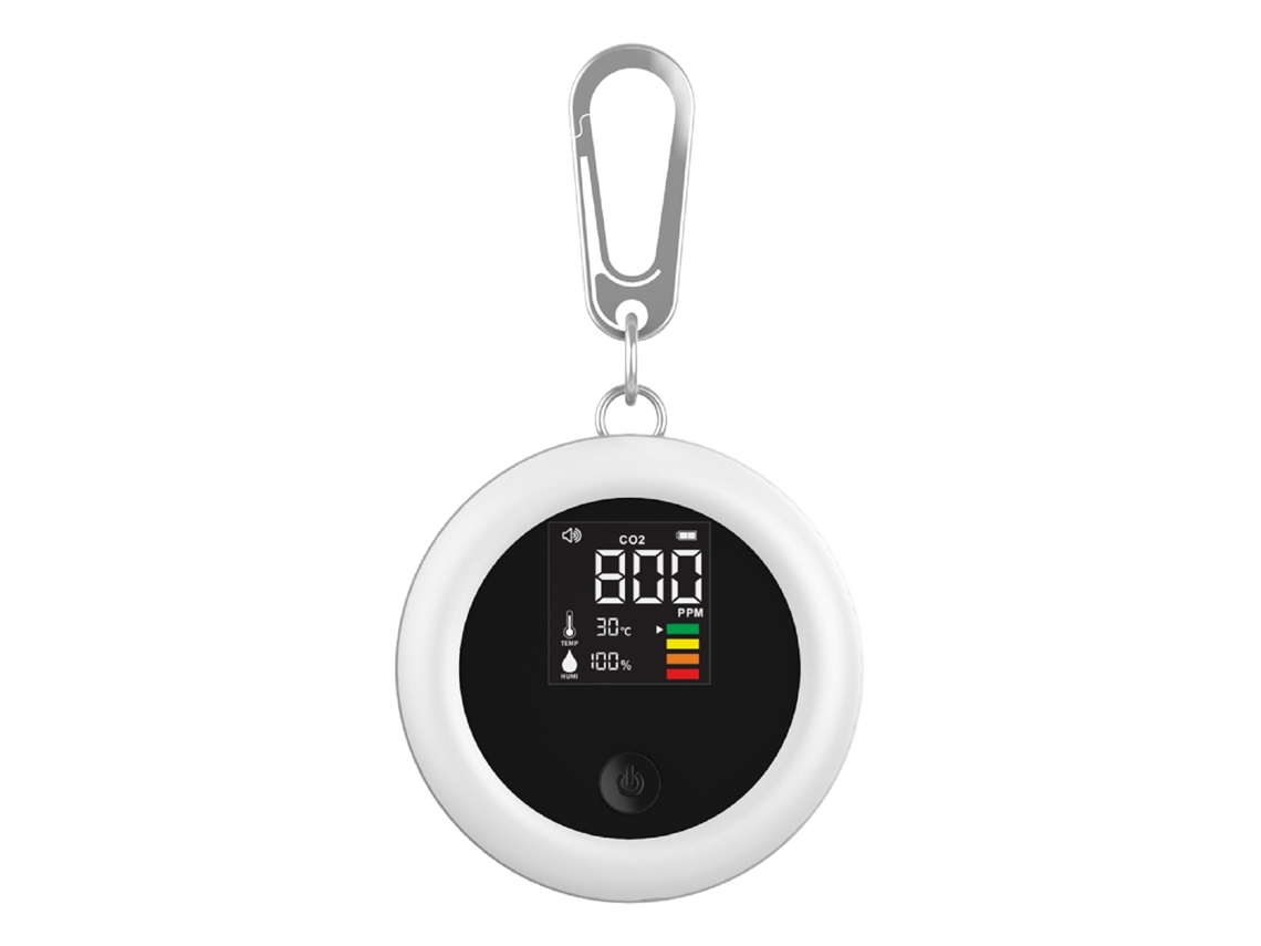 Yuru testador Portátil de Dióxido de Carbono 3 em 1 Co2 Temperatura Umidade Detector Lcd Recarregável com Gancho Removível