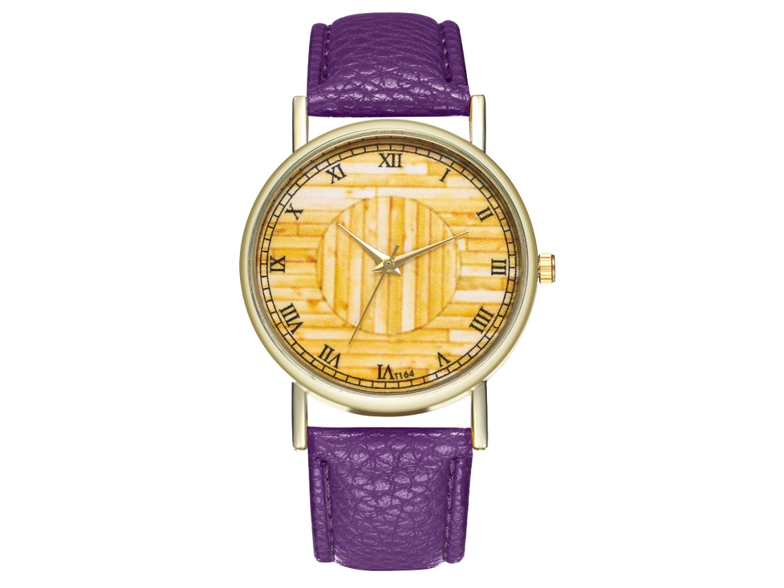 Reloj De Muñeca Analógico De Dial Redondo De Cuarzo Moda (morado)
