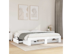 Cama De Casal | Camas Para Quarto | Estrutura De Cama 200x200 Cm Derivados De Madeira Branco