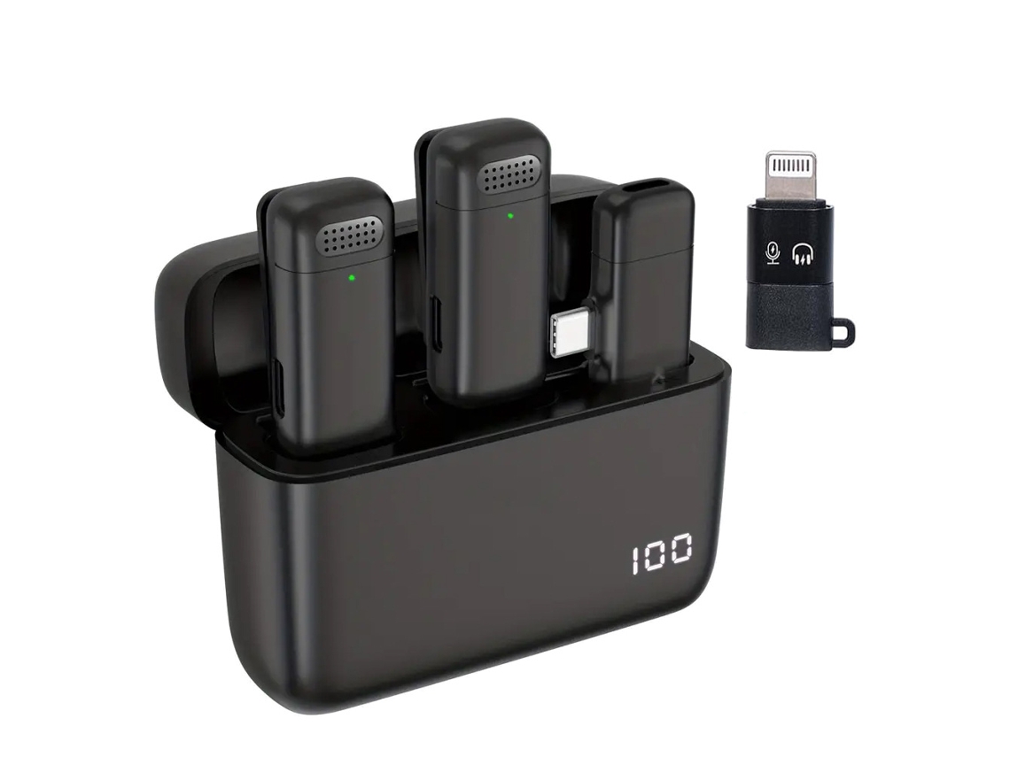 Microfone De Lapela Sem Fio Mini Com Cancelamento Ruído Plug Play Compatível Apple E Android Aquaforge