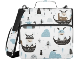 Organizador De Fichário Escandinavo Little Vikings 3, 8cm Com 3 Argolas, Alça, Bolso Com Zíper, Ideal Alunos Do