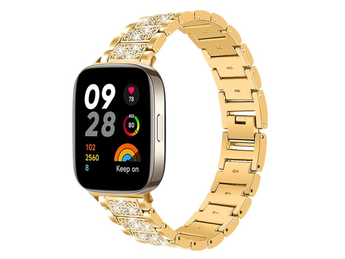 Bracelete para Redmi Watch 3 XIAOMOYU em Aço Inoxidável com Joias de Diamante Dourada (20mm)