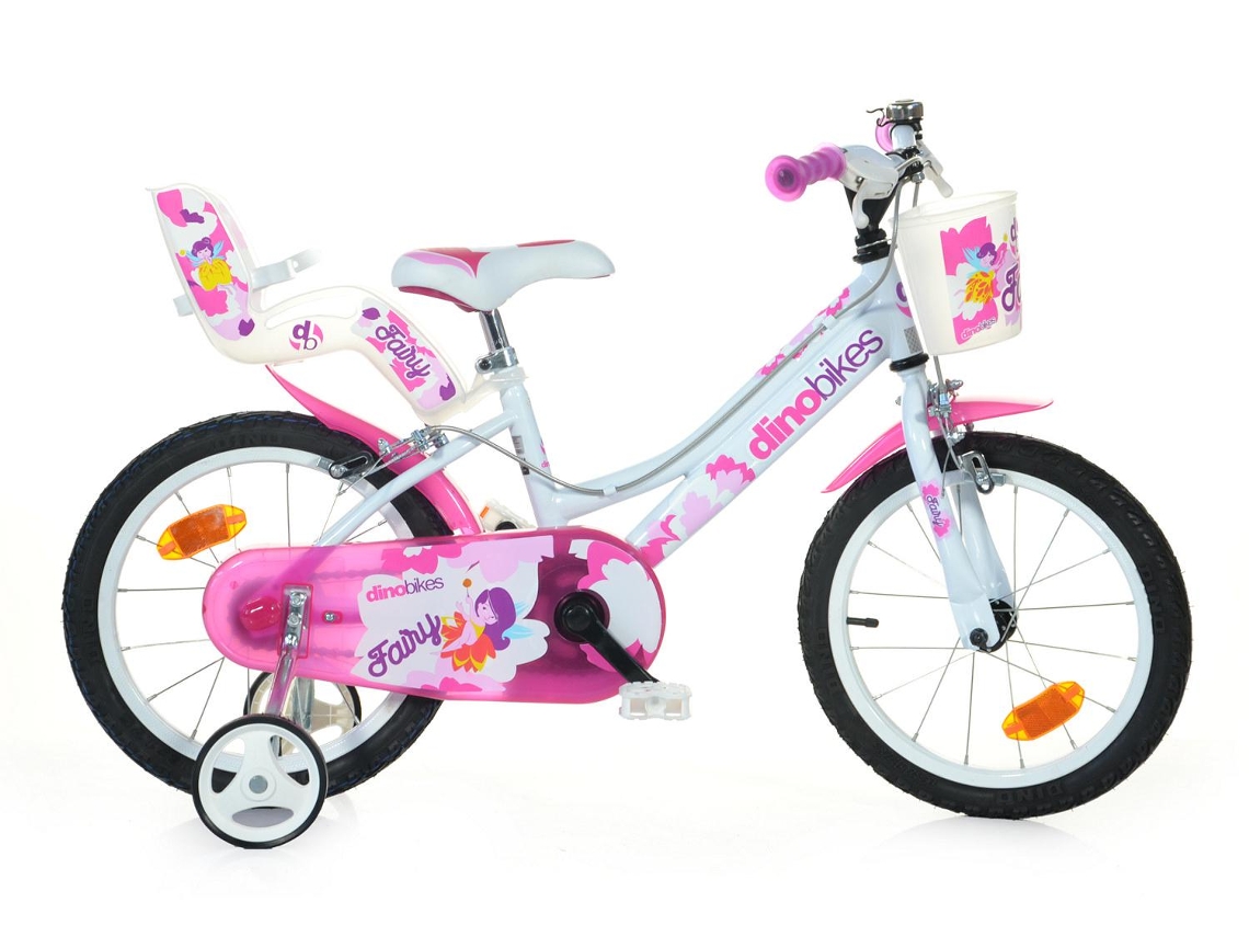 Bicicleta de Criança Roda 16" Rosa e Branco