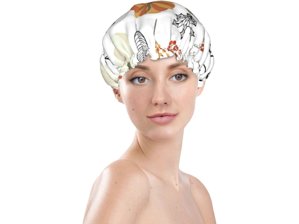 Touca De Banho Feminina, Reutilizável, Impermeável, Dupla Camada, Com Elástico, Ideal Para Cabelos Longos, Com Estampa