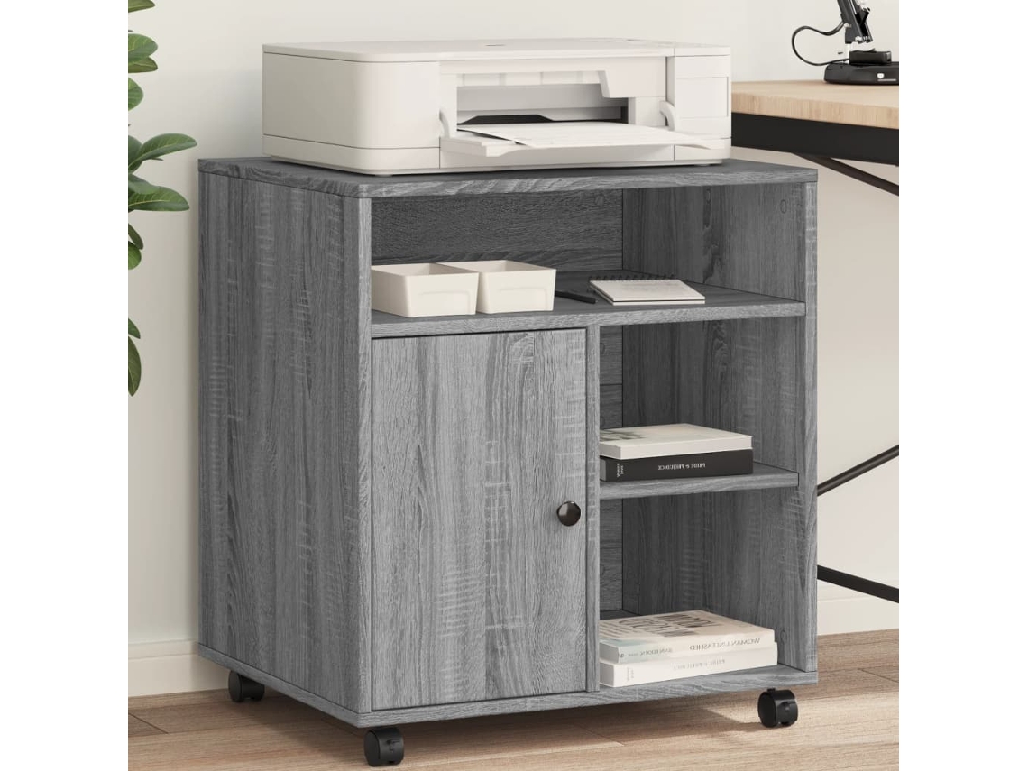 Vidaxl Suporte Para Impressora Com Rodas 60x50x67 Cm Cinzento Sonoma