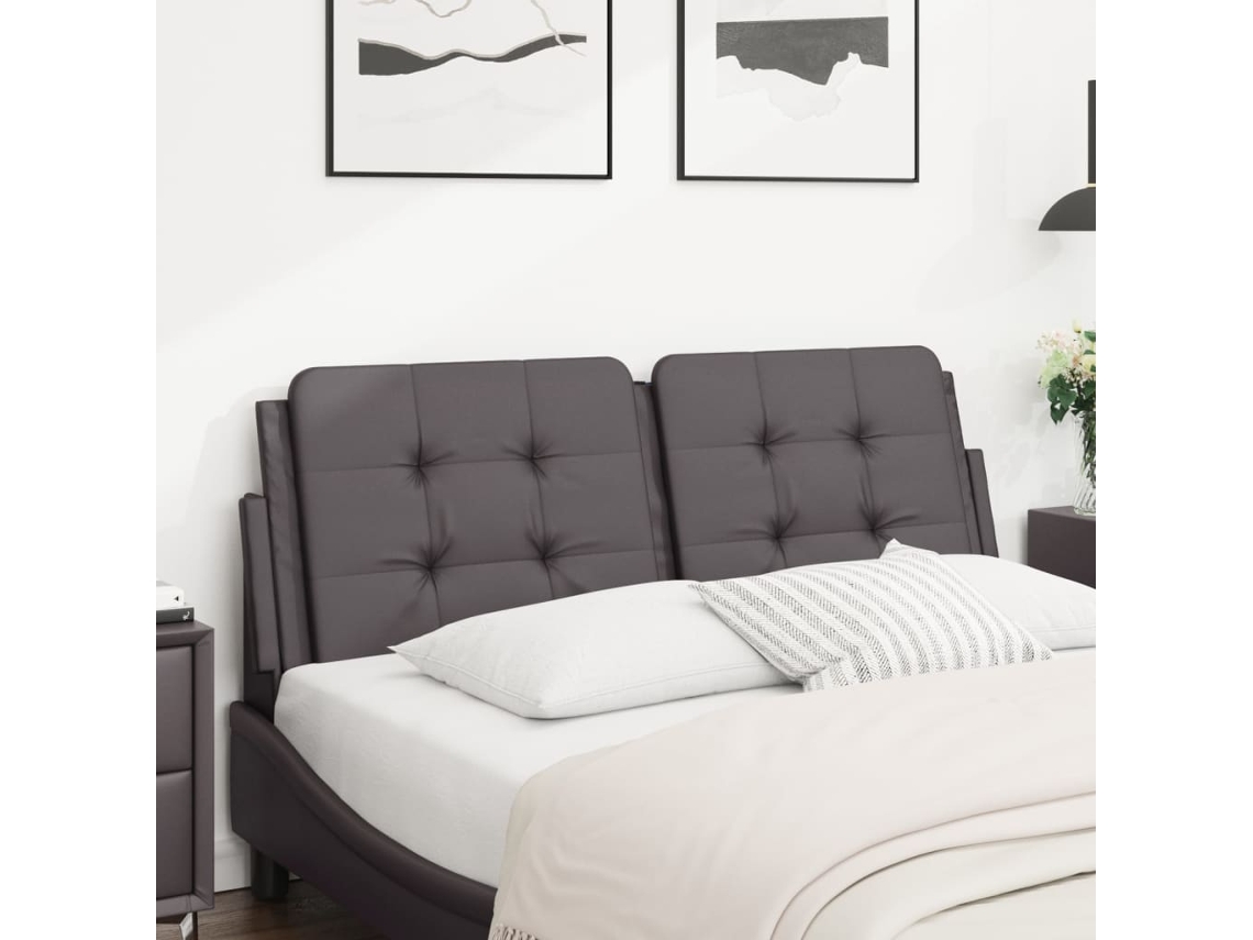 Vidaxl Almofadão De Cabeceira Zadar 140 Cm Couro Artificial Cinzento