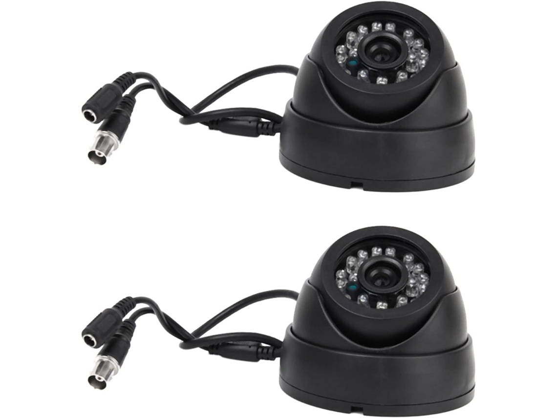 2 Câmeras De Vigilância Pretas Pal De 2 Polegadas Com Sensor Cmos