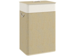 Cesto de Roupa Bambu Cor Bege e Creme 40x30x60 cm Homcom