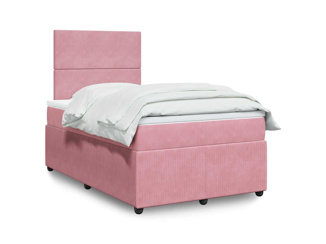 Vidaxl Cama Boxspring Com Colchão 120x200 Cm Veludo Rosa