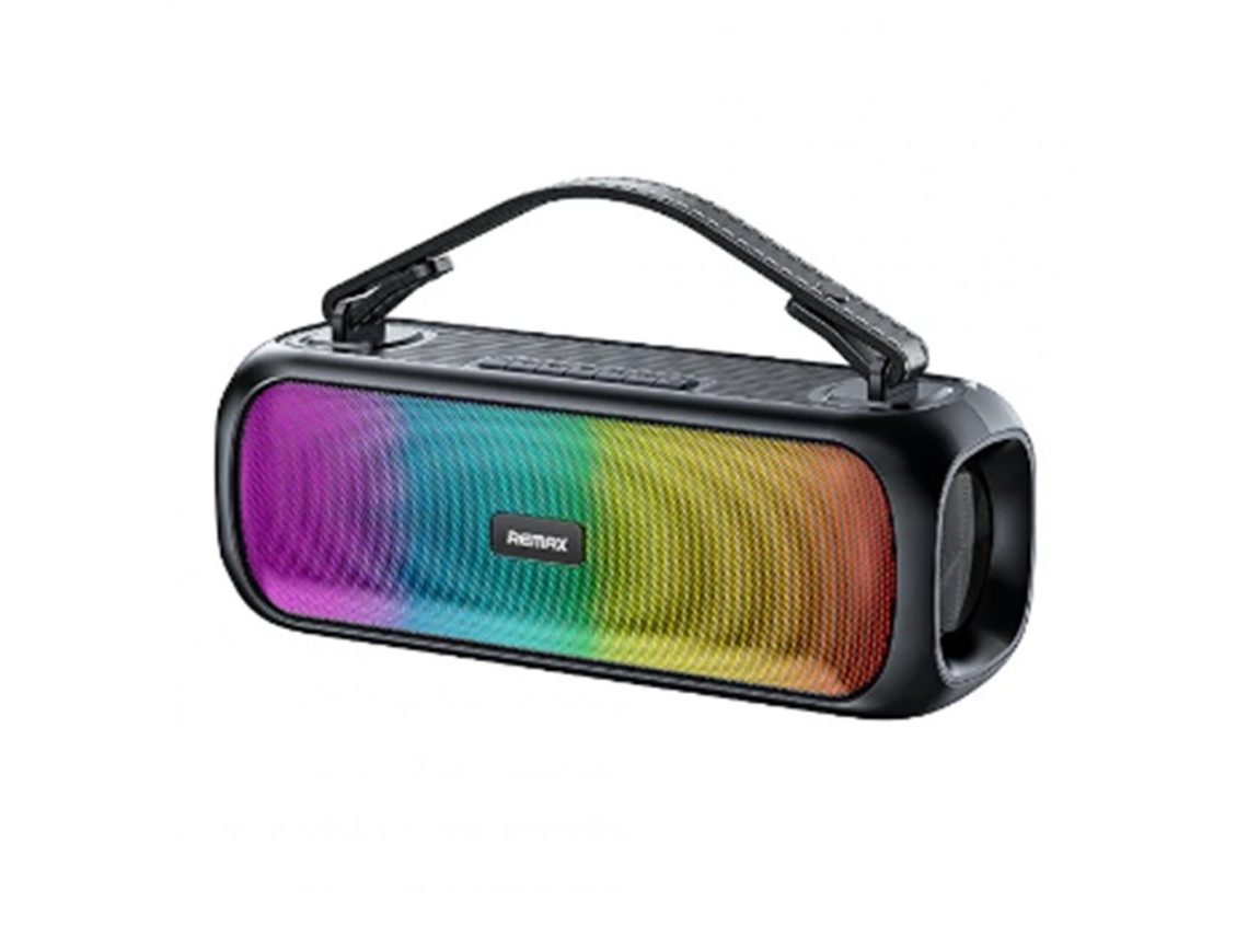 Coluna Bluetooth Remax Rgb Efeito de Luz À Prova D'Água Portátil Subwoofer Externo Square Dance Audio Preto
