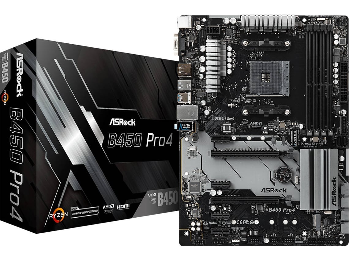 Motherboard ASROCK B450 Pro4 (Socket AM4 - AMD B450 - ATX)