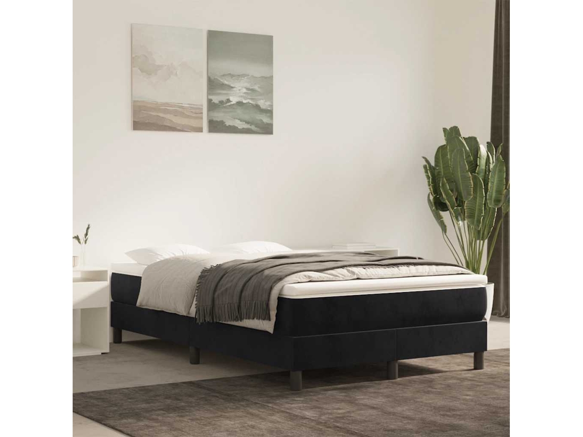 Vidaxl Colchão De Molas Ensacadas Firmeza Média 120x220x20 Cm Veludo Preto