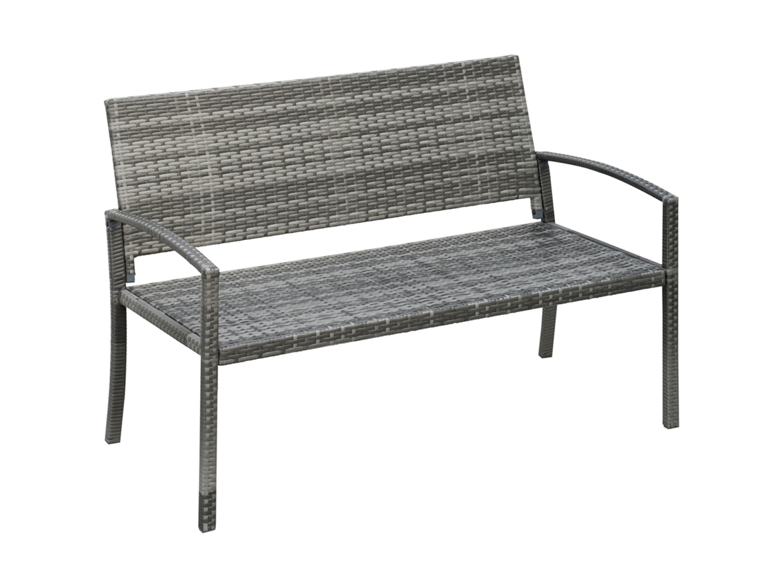 Banco Rattan Aço 2 Pessoas 320kg Cinza Varanda