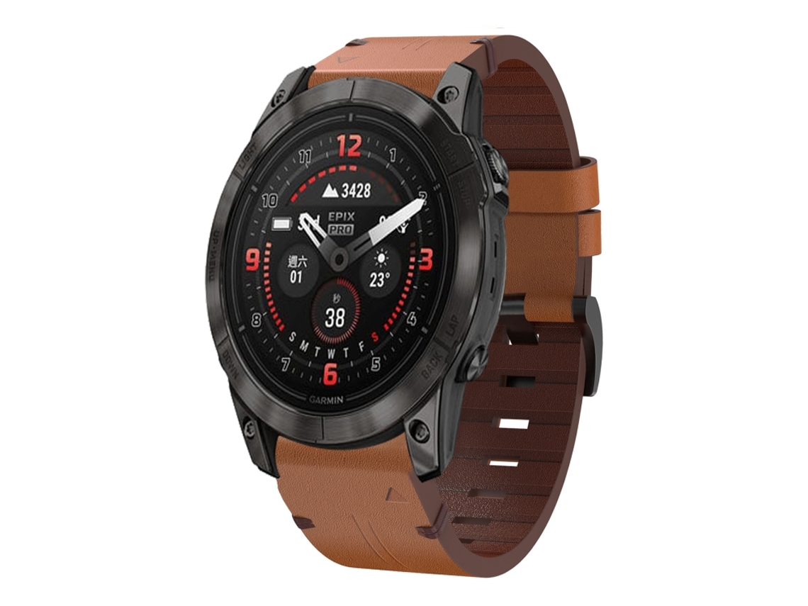 Bracelete para Garmin Epix Pro XIAOMOYU em Couro com Fivela de Aço (20mm) Marrom