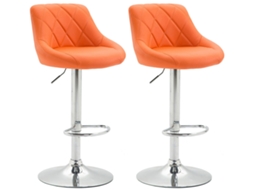 Conjunto de 2 bancos de bar Lazio em imitação de pele laranja CLP
