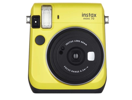 Máquina Fotográfica Instantânea FUJIFILM Instax Mini 70 (Amarelo  - Obturação: 1/2 - 1/400 seg - 2xCR2/DL - 62x46mm)