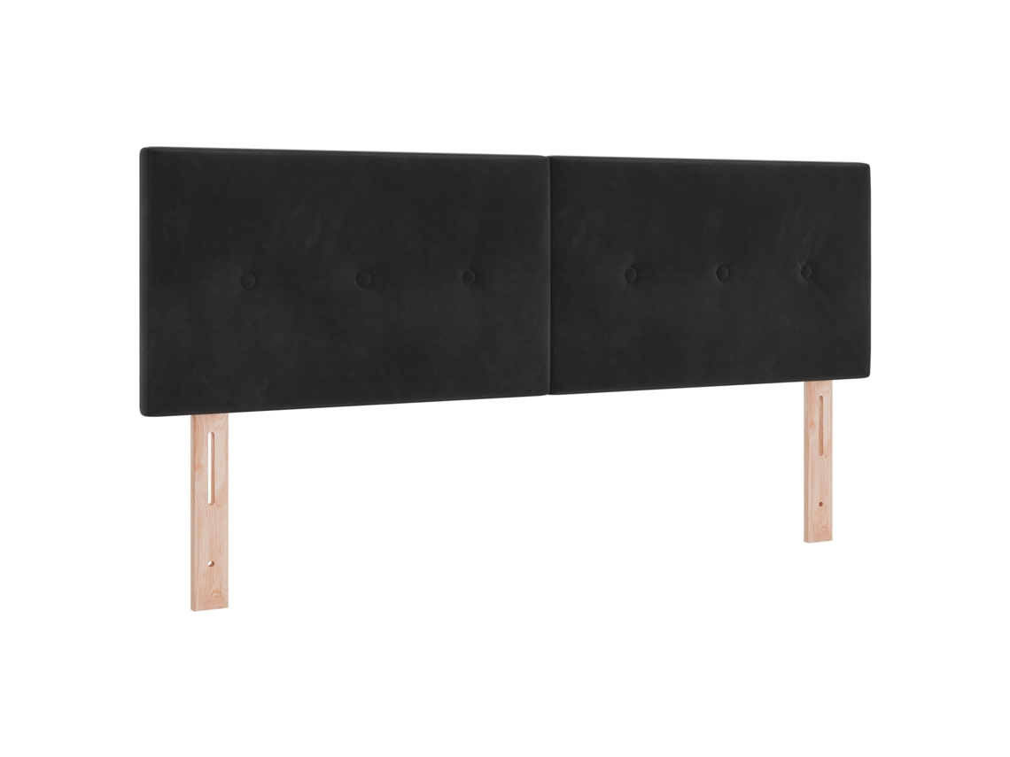 Conjunto 1 Cabeceira Estofada Vidaxl Preto Veludo (144 Cm)