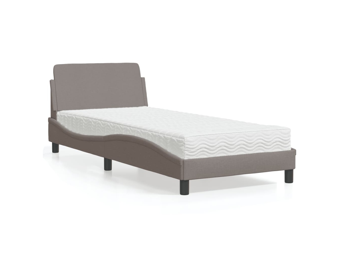 Vidaxl Cama Com Colchão Dover 90x190 Cm Tecido Castanho-acinzentado