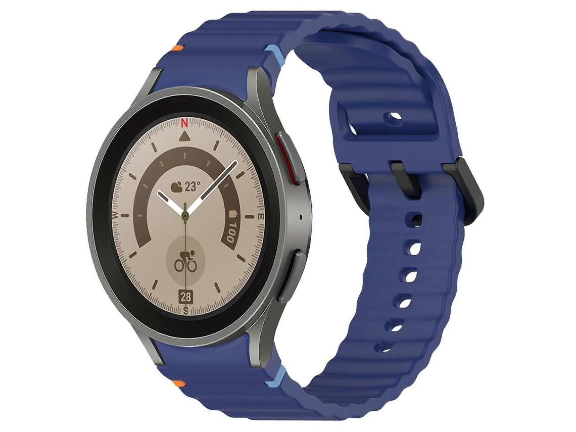Pulseira De Silicone Preta Com Fivela E Textura Ondulada.