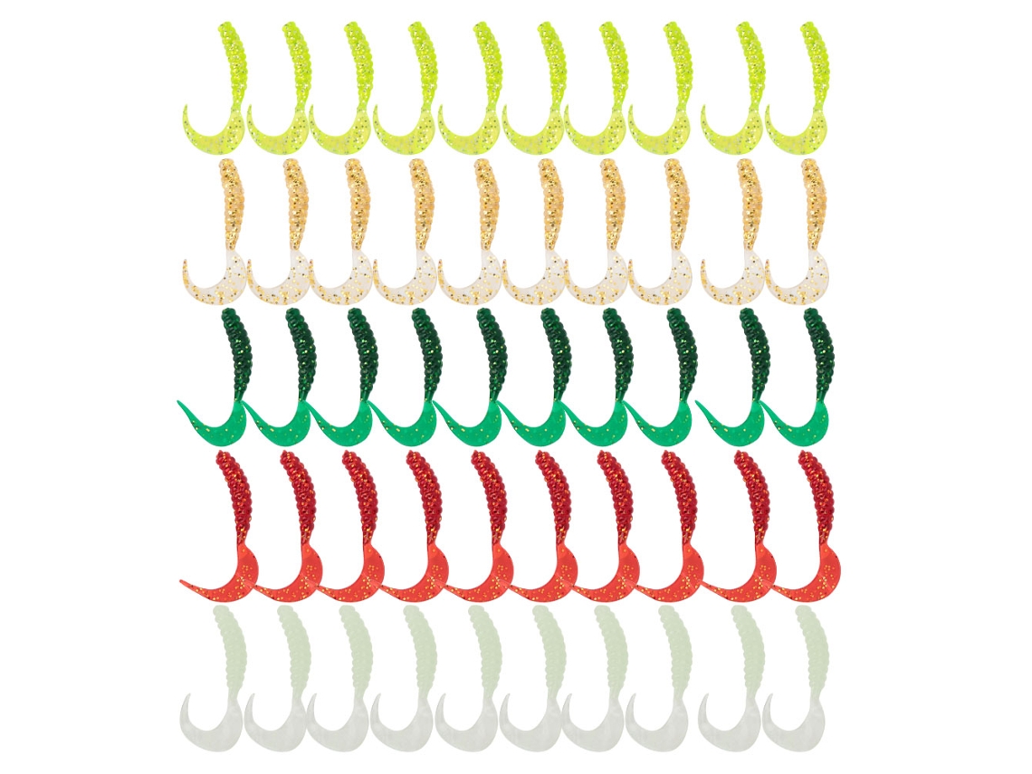 Artificial Lure (bionic Fish Luring, Portable Set) Boxed 5cm Single-blade Curly Tail Maggots 50-piece Bionic Fishing Bait