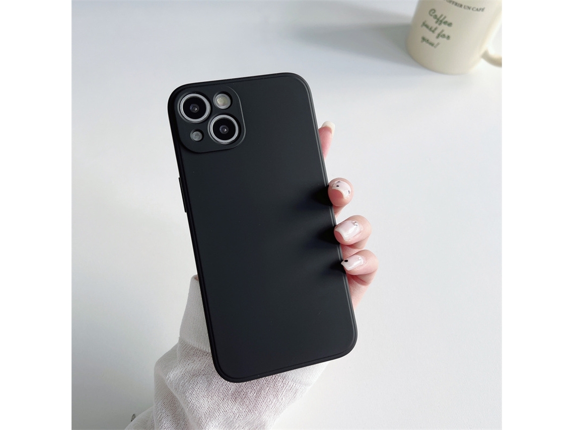 Capa Para Iphone 17 Air Em Silicone Líquido Preto Com Flanela Integrada E Spray.