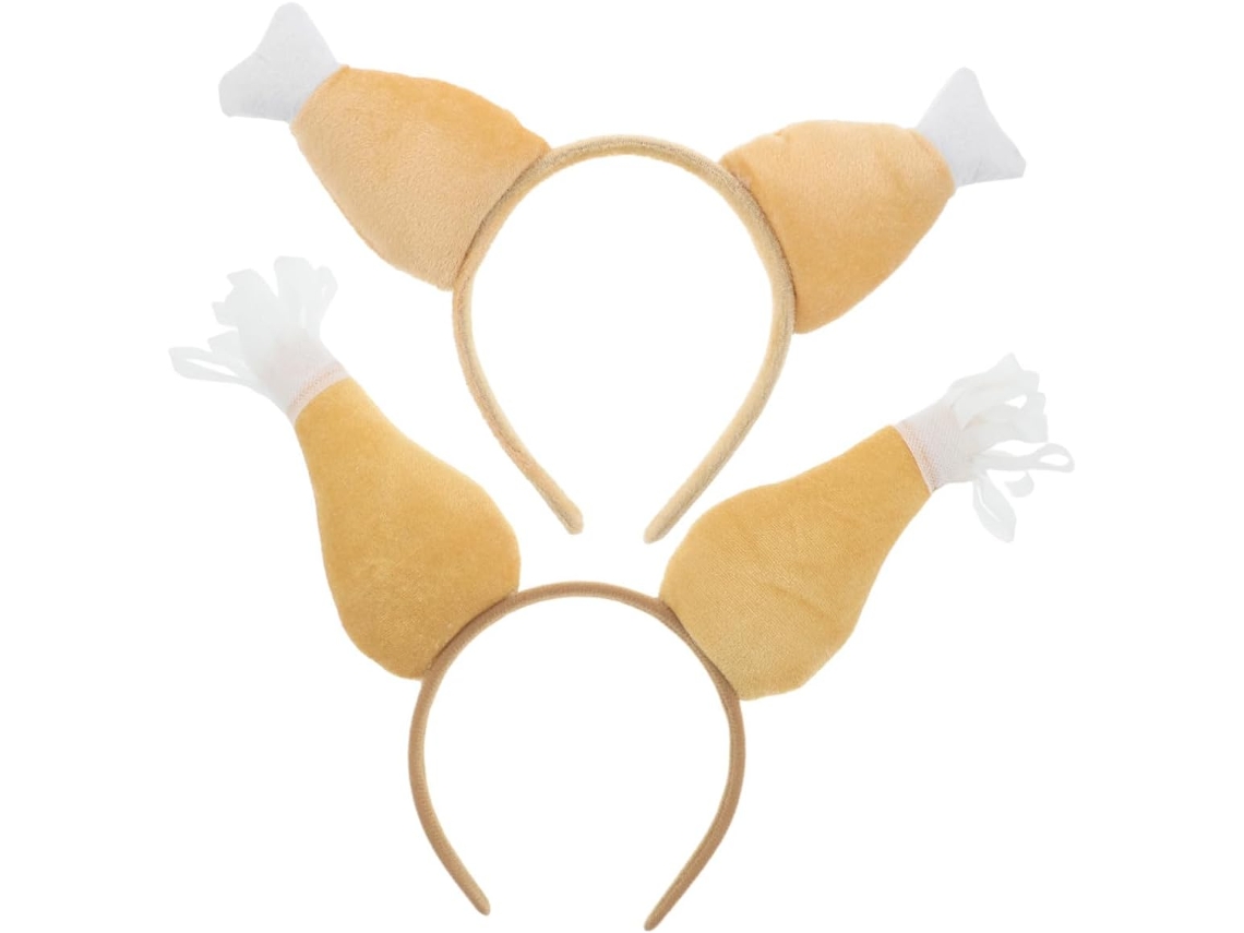 Conjunto de acessórios para o Dia de Ação de Graças com duas faixas de cabelo nos formatos Peru e Frango.