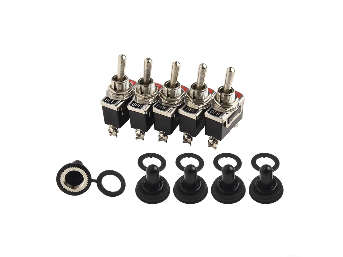 Conjunto De 5 Disjuntores Spst 15a, 250v, 2 Pinos, Para Carros, Barcos, Motocicletas, Equipamentos Industriais E