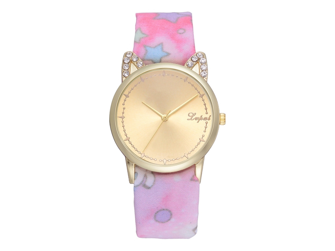 Relógio de Pulso Feminino Lvpai Quartzo Pulseira de Tecido Rosa Casual Elegante