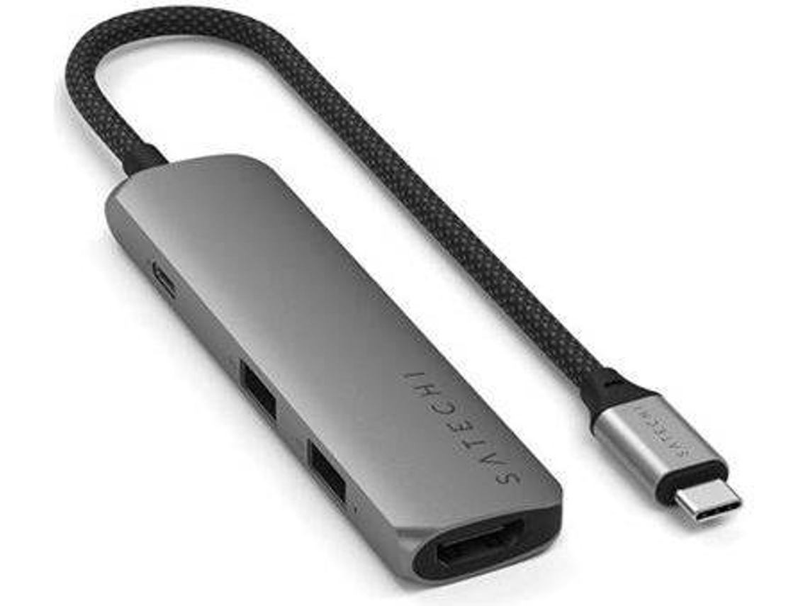 Hub SATECHI Usb-C Slim Multiportas (4 em 1 - Cinzento)