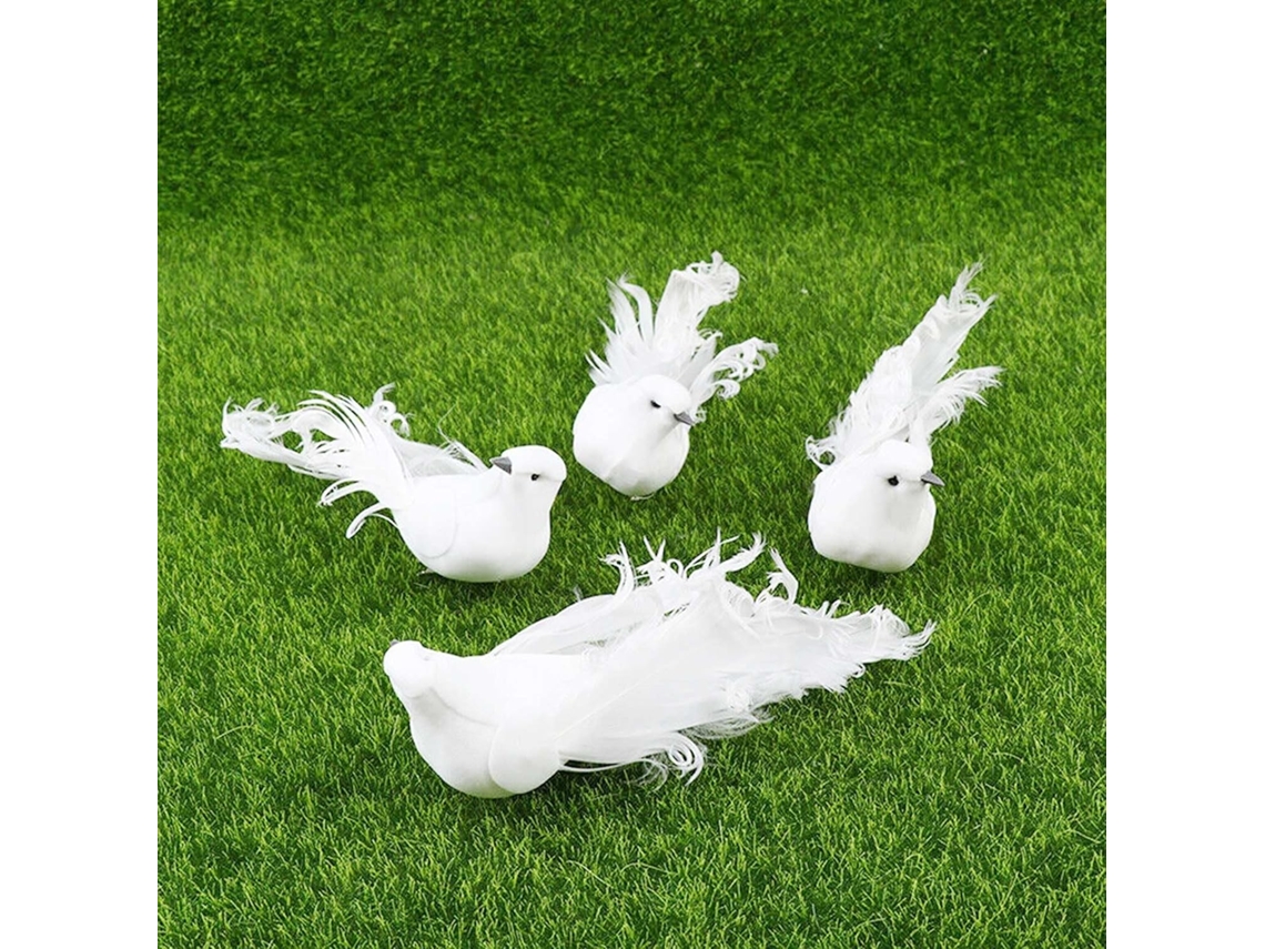 Lote De 4 Colombes Artificiais Em Mousse Para Decoração De Casamento