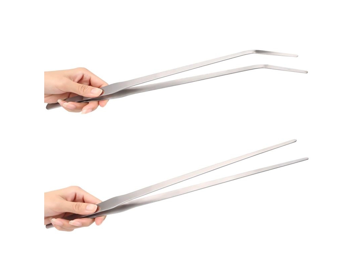 Conjunto De 2 Pinças Longas De Aço Inoxidável Reforçado Com 15 Polegadas (38 Cm).