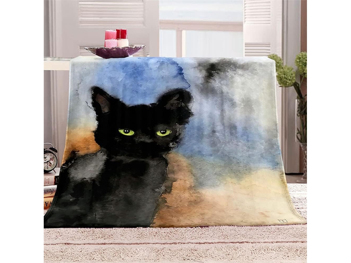 Manta de Flanela Fansu Estampa 3d Gato Quente Macia e Fofa Microfibra para o Inverno Colcha Sofá Adequada Adul