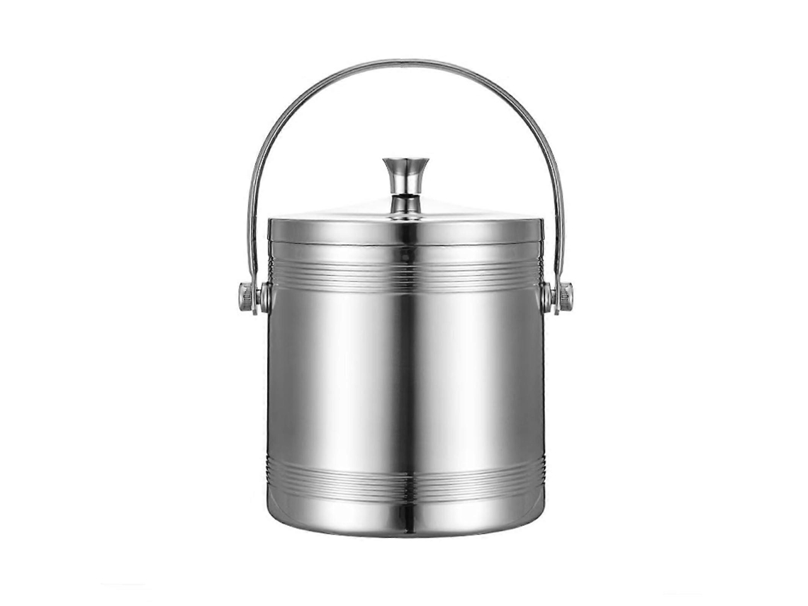 Balde De Gelo Em Aço Inoxidável Com Tampa, Parede Dupla Isolada, 2 Litros, Ideal Para Vinho, Champanhe E Festas.