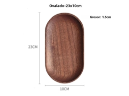 Bandeja Oval de Madeira para Xícara de Chá , Também Pode Ser Usada como Fruteira Decorativa. MDUG (23x10cm)