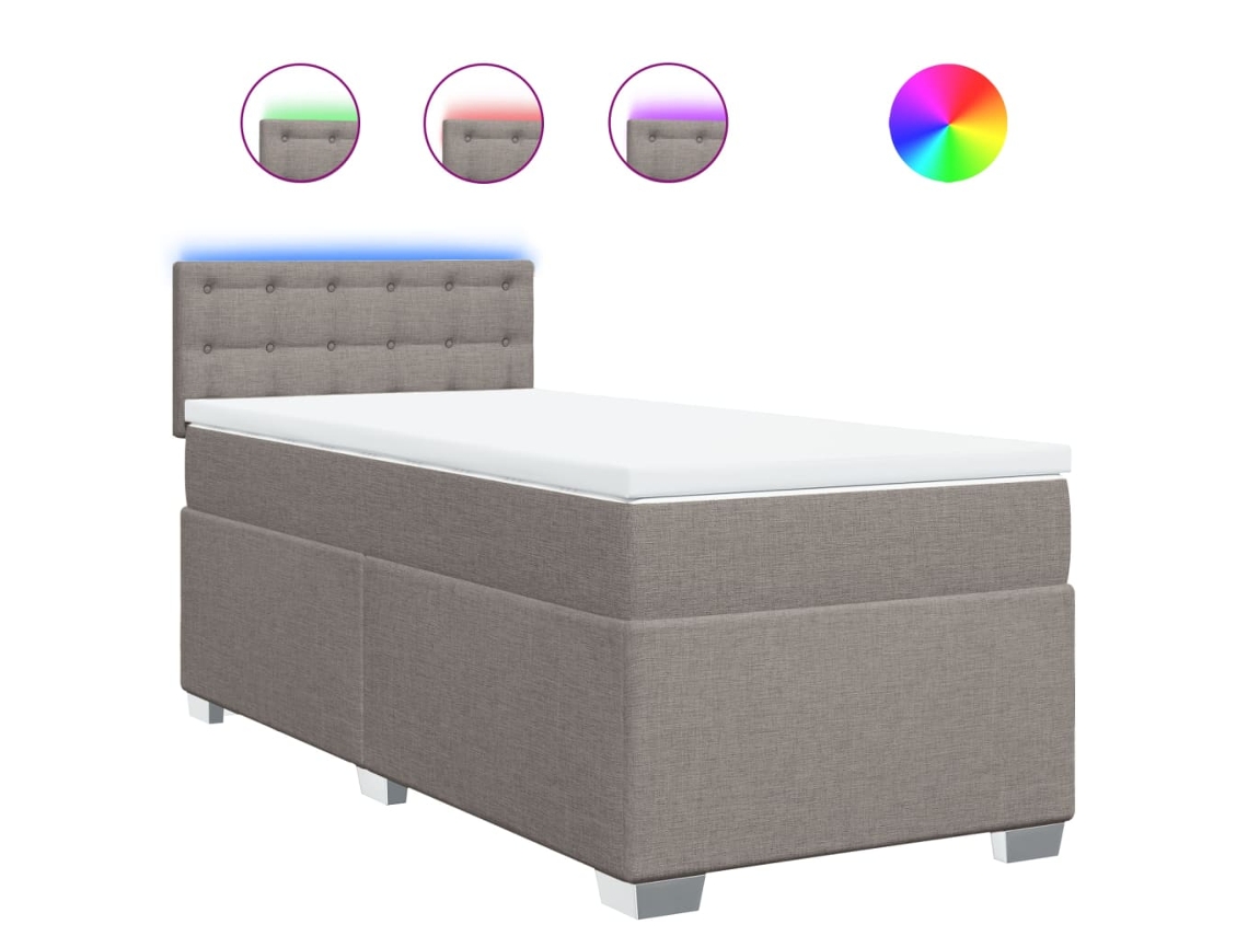 Box Spring Bed, Box Spring Beds Vidaxl Cinzento-acastanhado Tecido (90 X 190 Cm)